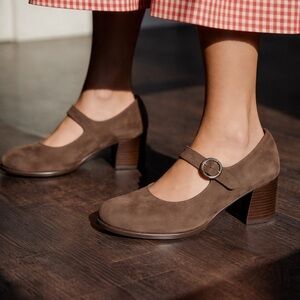Arche Brown Nubuck Mary Jane Block Heels Women’s EU 38 US 7 Comfort Strap Pump